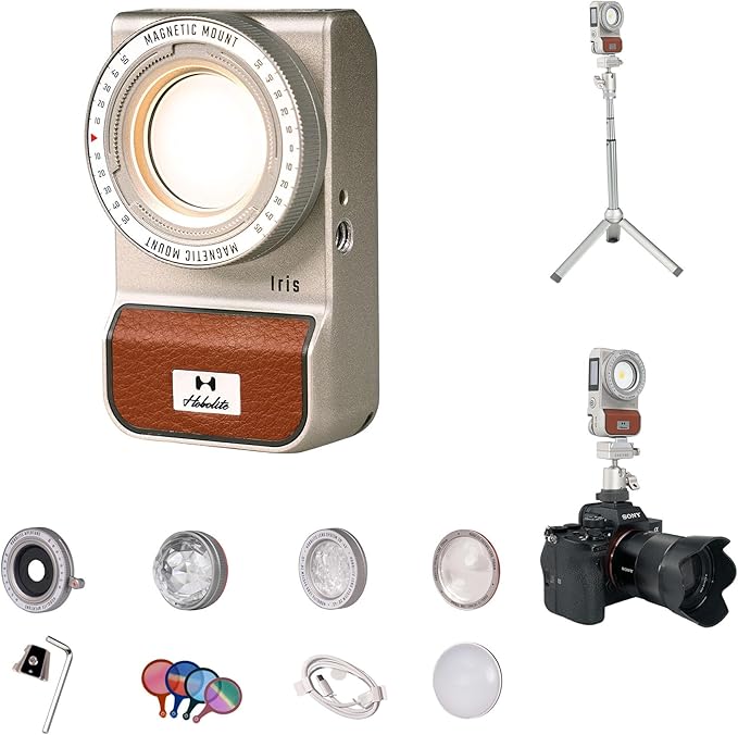 Harlowe Iris Content Creator Lighting Kit 5W Bi-Color Portable LED Light for Photography and Video Recording with Magic Lens, 2700K-6500K CRI/TLCI 96+, IP54, App Control on Camera Light Creator Kit