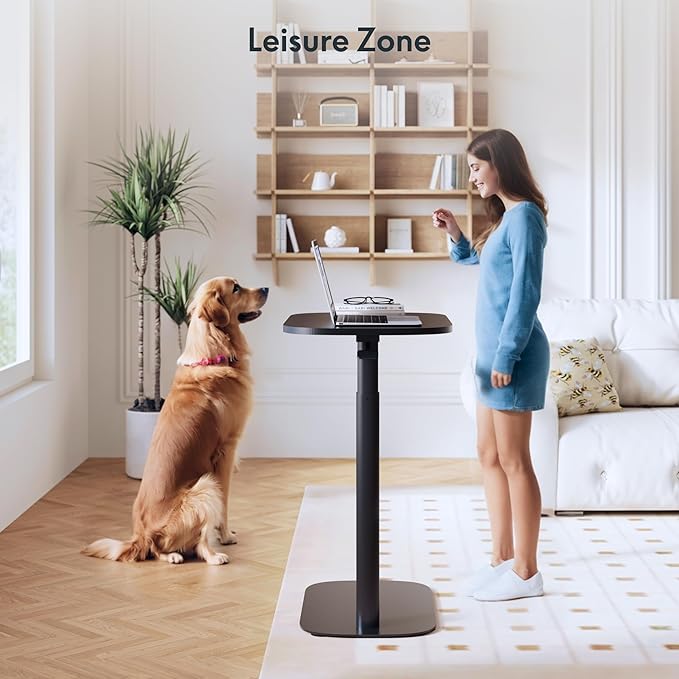 FLEXISPOT Adjustable C Table with Wheels, Mobile Snack Side End Table Sofa Couch Bedside Table Laptop Cart TV Tray Night Stand Small Space Side Table(23.6" W x 13.8" D,Black)