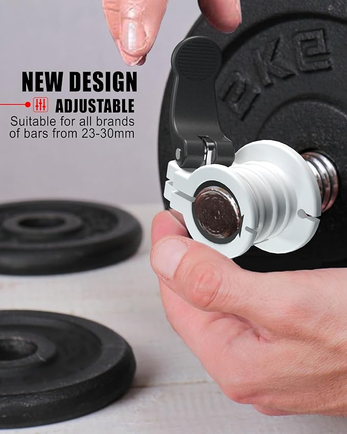 Barbell Clips 1 Inch Quick Release Weight Clamps 0.9-1.18inch Multi-Size Adjustable Olympic Clamps for Bars