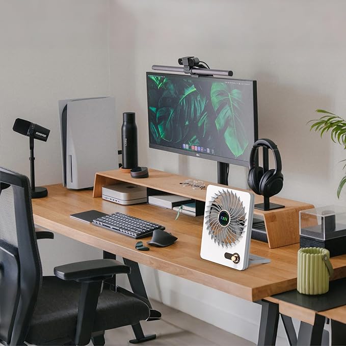 Mini Portable Fan, Silent Rechargeable Desk & Handheld with Adjustable Speeds & Angles, Long-Lasting Battery, Light Personal Wireless Cooling for Office, Bedroom, Classroom, Travel