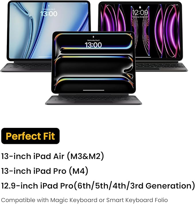 tomtoc 360 Protective Tablet Sleeve for iPad Pro 13-inch (M4) 2024, iPad Air 13-inch (M3/M2) 2025, iPad Pro 12.9-in (6th/5th/4th/3rd Generation) with Magic Keyboard, Water-Resistant iPad Case Bag