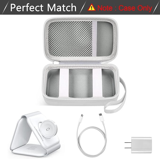 Travel Case for UCOMX for Nano/for Iseyyox/for LISEN/for RTOPS 3 in 1 Wireless Charger, Foldable Magnetic Charging Station Storage Holder Bag for Fast Charge Pad Cable and Adapter, White-Box Only