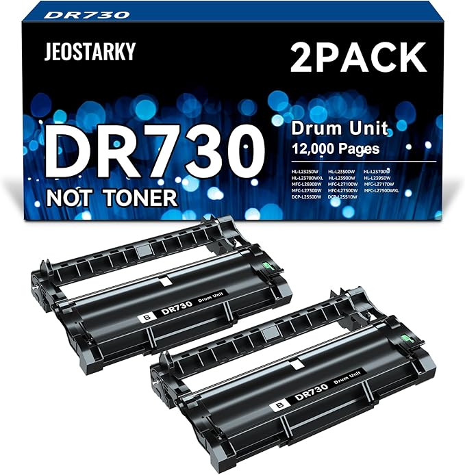 Compatible DR730 Drum Unit (NOT Toner) Replacement for Brother DR730 DR 730 for MFC-L2710DW MFC-L2750DW HL-L2350DW HL-L2395DW HL-L2370DW HL-L2390DW HL-L2379DW DCP-L2550DW Printer (2 Drum)