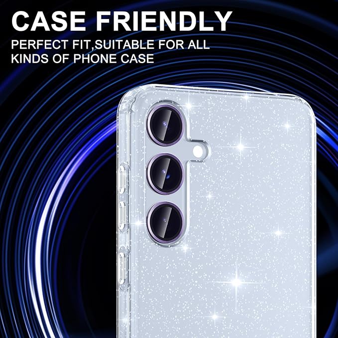 for Samsung Galaxy S25 Camera Lens Protector, Individual Metal Ring Tempered Glass Lens Cover, [Strong Adsorption] Scratch Resistant Ultra-Thin HD Clear Lens Cover, 1 Set-Purple