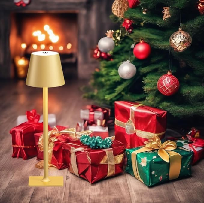 4 Pack Gold Cordless Table Lamps for Gifts, Portable Rechargeable Lamp, 6000mAh Battery Operated lamps, 3 Color Dimmable LED Table Light for Holiday, Christmas, Graduation Gifts, Teacher Gifts