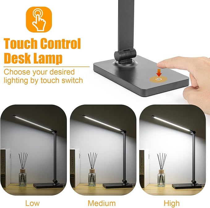 Desk Lamp LED Desk Lamps Eye-Caring Desk Lamps Lamps Dimmable Office Lamp with USB Port Touch Control for Home Office Student Dormitory (USB Plug-in Desk Lamp)