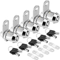 PTEROMY 5 Pack Cabinet Lock with Keys, 5/8'' Heavy Duty Tubular Cam Lock for RV Compartment Storage Locks, Full Set of RV Cam Locks (Chrome, 5/8'', 5 Pack)