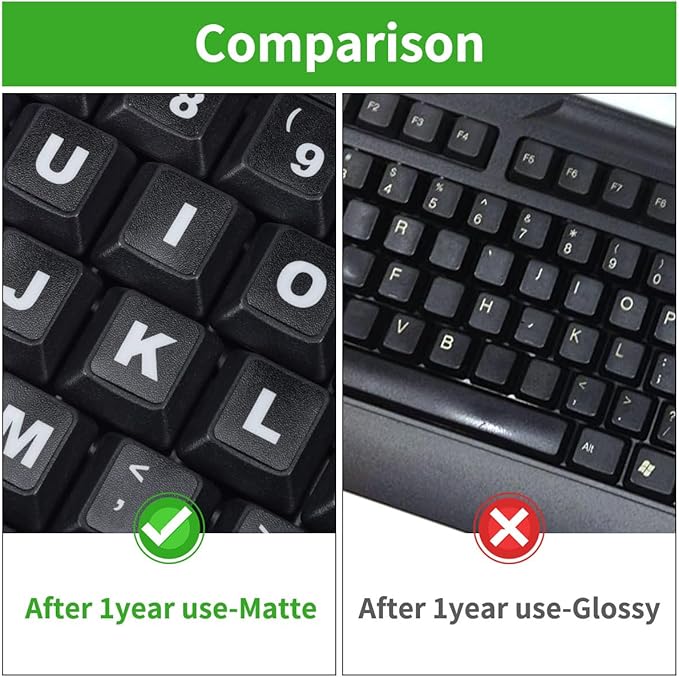 2PCS English Keyboard Stickers Replacement Letters, Full Size Big Letter QWERTY Keyboard Sticker Universal for PC Computer Laptop Desktop, Matte Keyboard Alphabet Stickers