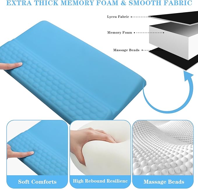 Computer Keyboard Stand Pad with Wrist Rest, Ergonomic Comfy Tilted Keyboard Stand Riser Holder Pad for Office Home (Blue)