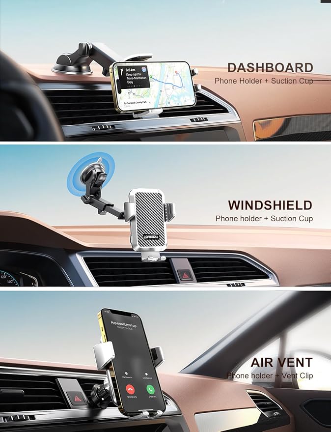 Wireless Car Charger, Phone Holders for Your Car, 15W Auto Clamping Phone Mount Car Accessories for iPhone 16 15 14 13 12 Mini Pro Max, Samsung Galaxy S24 Ultra S23 S22+ Note 20, etc - Silver