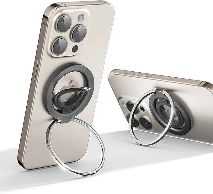 OPSO Magnetic Phone Ring Holder for MagSafe, 360° Rotatable Gym Finger Ring Grip Stand, [Dual-Sided Magnet] Magnetic Phone Grip Adjustable Kickstand for iPhone 16 15 14 13 12/Pro/Max, All Smartphone