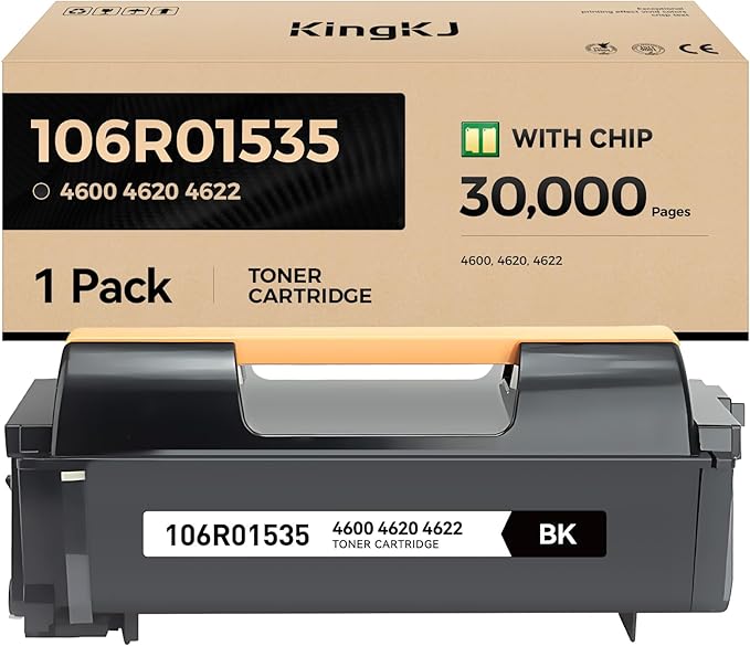 4600 4620 4622 Toner Cartridge Black 1-Pack High Capacity Replacement for Xerox 106R01535 Compatible with Xerox Phaser 4600 4620 4622 Laser Printer Copier Copy, 30,000 Pages Monochrome Ink