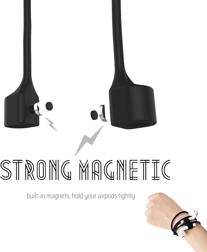 Ultra Strong Magnetic Airpod Pro Strap Anti-Lost Cord Sports Lanyard Compatible with Airpods 3rd 2nd Generation Pro 3 2 1 (Black)
