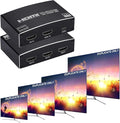 HDMI Splitter 1 in 4 Out, 1x4 HDMI Splitter Audio Video Distributor Box Support 3D & 4K x 2K Compatible for HDTV, STB, DVD, PS3, Projector Etc