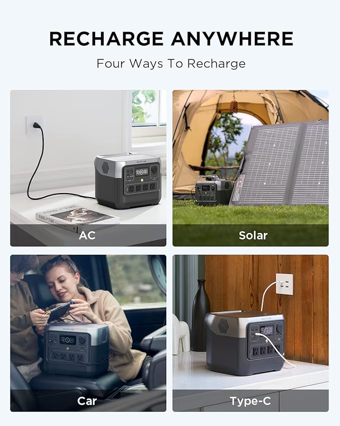 EF ECOFLOW Portable Power Station RIVER 2 Pro, 768Wh LiFePO4 Battery, 70 Min Fast Charging, 4X800W (X-Boost 1600W) AC Outlets, Solar Generator for Outdoor Camping/RVs/Home Use Black