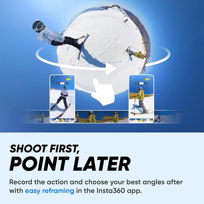 Insta360 X3 Snow Kit (New Version) - 360 Action Camera with 5.7K 360 Active HDR Video, 4K Single-Lens Camera, Waterproof, FlowState Stabilization, 2.29" Touchscreen, AI Editing, Wintersports