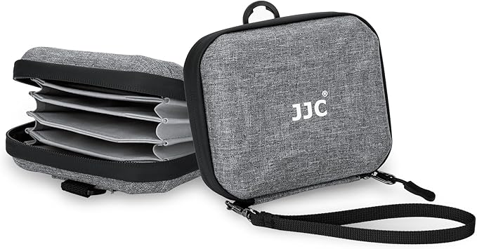 JJC Hard Lens Filter Pouch, 4-Pocket Filter Case for Circular Filter Up to 95mm with Belt Loop, Dustproof & Water-Resistant Camera Filter Storage Wallet for Photography ND UV CPL Filter