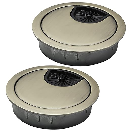 2 Pcs Desk Grommet 2-1/16" / 53 mm, Desk Cord Hole Cover, Cable Grommet Metal Zinc Alloy Materilal, Desk Hole Grommet for Home & Office Pc, Detachable Cable Cord Organizer-Bronze