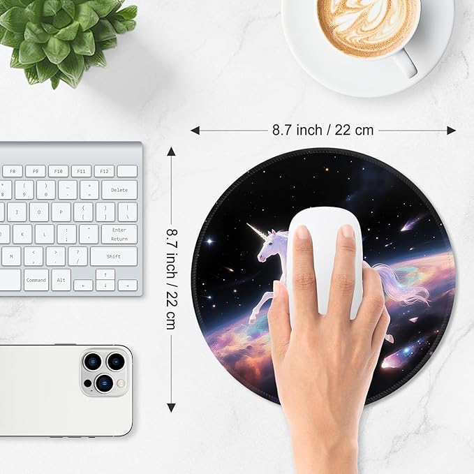 ITNRSIIET Mouse Pad Non-Slip Rubber Base Smooth Surface Stitched Edges Waterproof Durable Compatible with All Mice for Office & Gaming, Desk Accessory, Diameter 8.7 inch, Stellar