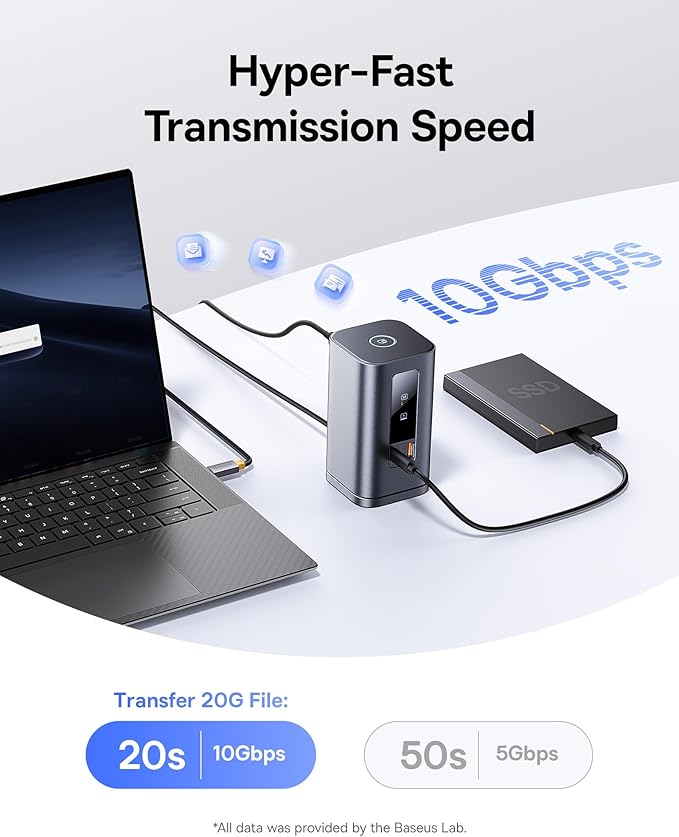 Baseus Laptop Docking Station, 11 in 1 Triple 4K Display HDMI/DP, 10Gbps USB A/C Fast Data, PD 100W, Ethernet, Audio, USB C Docking Station for Windows/Dell/HP/Lenovo/Asus/Acer/Mac (Include Charger)