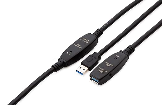 50 Feet Active USB Extension Cable 3.0 Male to Female with 2 Extension chipsets Signal Booster - Active Extension/Repeater Cord 15 Meters / 50 Feet (AC Power Supply Included)