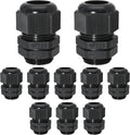 10 Pcs 3/4" NPT Nylon Cable Glands, IP68 Waterproof Adjustable Cord Grip Cable Connector Strain Relief Wire Protectors for 13-18mm Cable Diameter, Black