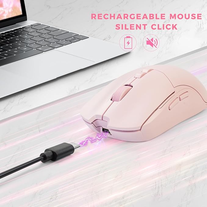 Silent Wireless Keyboard and Mouse Combo - Keyboard with Large Print Cover, 2.4GHz Full-Sized Ergonomic Keyboard with Wrist Rest and Mouse for Laptop, PC, Notebook, Desktop