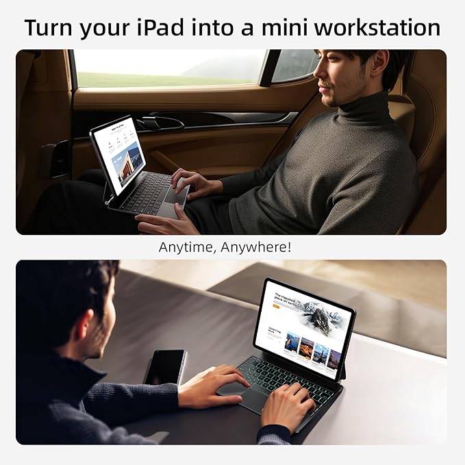 for iPad Pro 13 inch case 2024 with Keyboard M4,Magnetic Attach,Multi-Gesture Trackpad,7-Color Backlit,Shortcut Keys,Auto Sleep/Awake,Magic Keyboard for iPad Pro 13-inch M4 2024