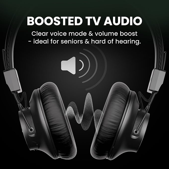 Avantree HT5009 Plus - Ultra Comfortable Wireless Headphones for TV Watching, 60h Playtime, Clear Voice & Enhanced Volume for Seniors & Hard of Hearing, Compatible with Samsung, LG & Other TVs