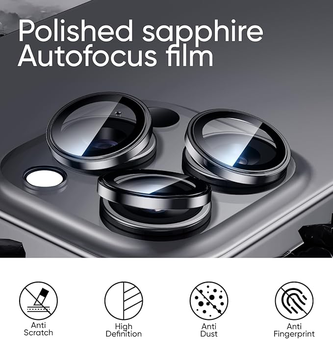 MAGIC JOHN for iPhone 16 Pro Max/16 Pro Camera Lens Protector [Alignment Kit&1:1 Invisible Perfect Fit] 9H Aerospace Tempered Glass Anti-Scratch Durable, Individual Cover Ring, Case Friendly, Set of 2, Silver