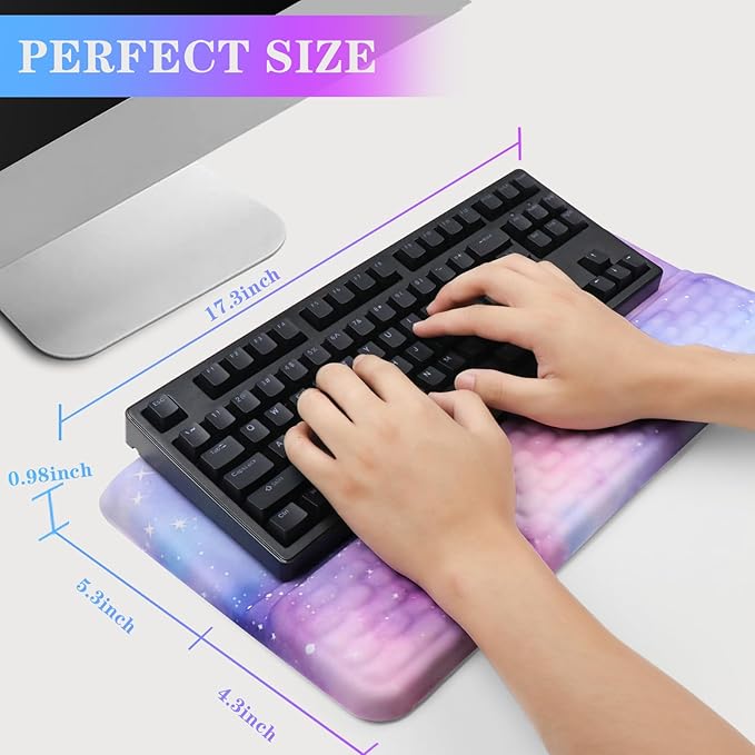 Computer Keyboard Stand with Wrist Rest, Ergonomic Tilted Keyboard Holder - Keyboard Riser with Wrist Pad - Keyboard Tray Support for Office Home -Colorful Stars