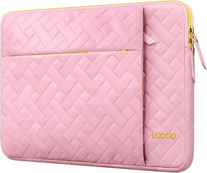 Lacdo 15-15.6 Inch Laptop Sleeve Case for Acer HP Lenovo Dell ASUS Laptop, Acer Aspire 15, HP Pavilion/Envy 15, Dell Latitude 15, Lenovo ThinkPad/IdeaPad 15, ASUS ZenBook 15 Computer Bag, Sakura Pink