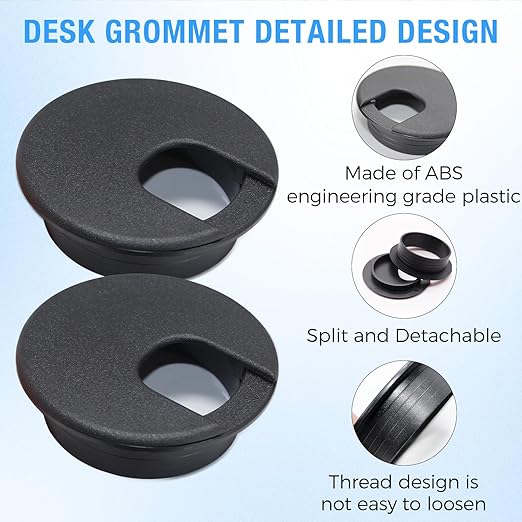 Desk Grommet 1-1/2" (38 mm), Desk Cord Hole Cover, Cable Grommet ABS Plastic, Desk Hole Grommet for Office and Home Table Cable, Detachable Cable Cord Organizer (White 8 Pcs)