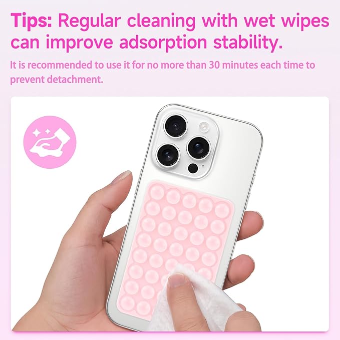 Silicone Suction Phone Case Mount, Non Slip Suction Cup Phone Mount, Phone Accessories Holder for Selfies and Videos, Translucent