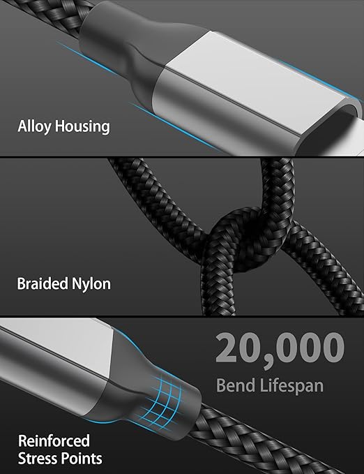 10ft USB C to Lightning Cable 2Pack,[Apple MFi Certified]Power Delivery USB C iPhone Charger Fast Charging,10 foot Nylon Braided Type C to Lightning Cord for iPhone 14 13 12 11 Pro Max XR XS 8 SE iPad