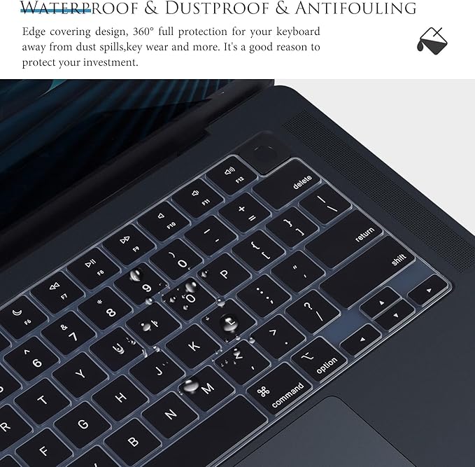Keyboard Cover for 2025 2024 2023 MacBook Air 15.3 inch M4 M3 M2 Chip A3241 A3114 A2941,Apple MacBook Air 13.6 inch A3240 A3113 A2681 Keyboard Skin Protector