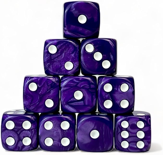 Luck Lab 10 Piece D6 Dice Pack - Acrylic Dice for RPG MTG DND Dice Table Games and Board Games (Purple Pearl)