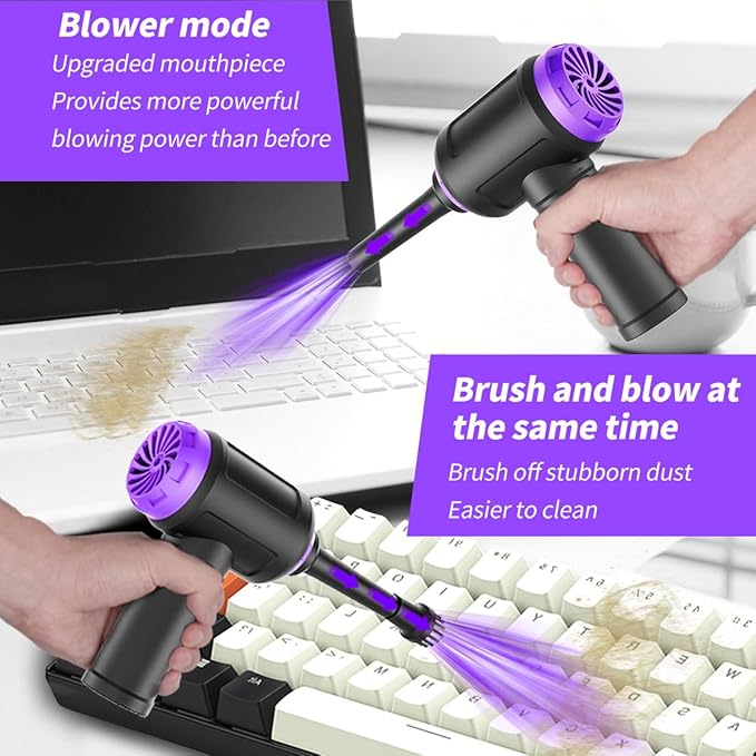 14500 Pa Computer Vacuum Cleaner Mini & 110000RPM Compressed Air Duster for Keyboard Cleaning Cordless Canned Air Powerful Energy Efficient