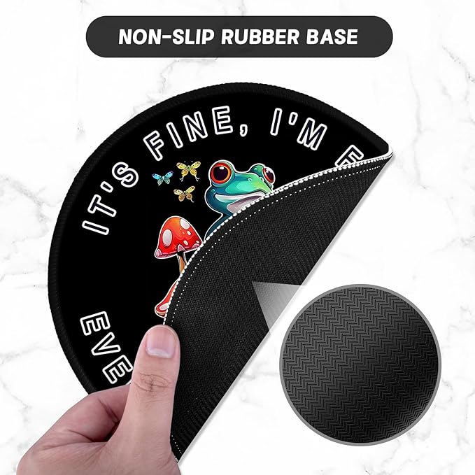 ITNRSIIET Round Mouse Pad with Stitched Edge Premium-Textured Waterproof Non-Slip Rubber Base Desktop Protection Mat Diameter 8.7 inches, Cute Frog