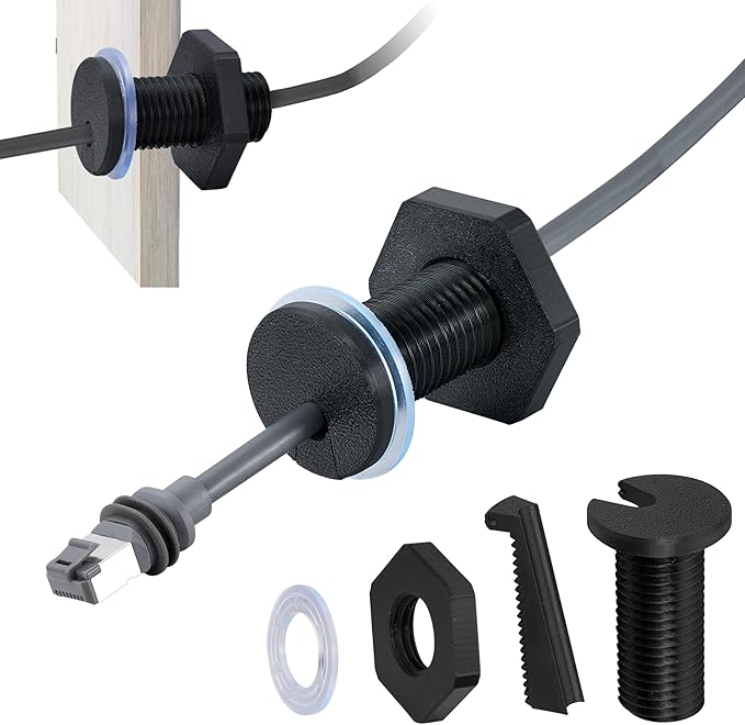 2Pcs RV Cable Passthrough for Starlink mini, RV Cable Grommet Compatible with Starlink, Ethernet, Coax, Water-Resistant and Anti-Drop RV Cable Routing(Black)