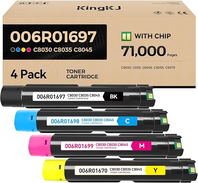 AltaLink C8030 C8035 C8045 Toner Cartridge Set 4-Pack Replacement for Xerox 006R01697 006R01698 006R01699 006R01700 Compatible for Xerox C8030 C8035 C8045 C8055 C8070 Printer Black Cyan Magenta Yellow
