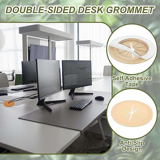 PATIKIL Desk Grommet 2-3/8", 4 Pcs Round Cable Grommet Cord Hole Cover with Adhesive Tape Flexible Table Wire Organizer for Office Home Table Countertop, Yellow
