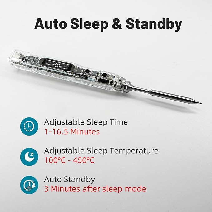 SEQURE SI012 Soldering Iron Kit, 68W Portable Soldering Iron Electric, Fast Heating, DC+PD Power Input, Digital OLED Display, Constant Temperature, Auto Sleep Welding Tool, TS-B2 Soldering Tip, XT60