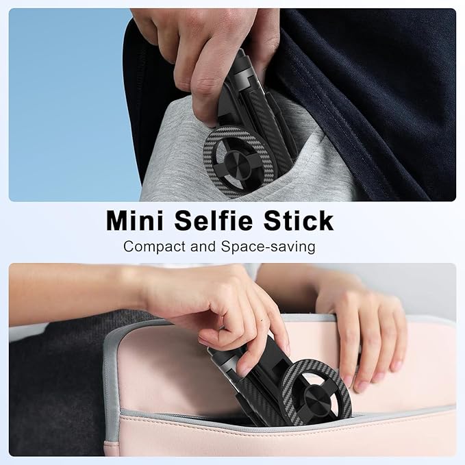 Magnetic Selfie Stick with Remote, 360° Rotation Phone Tripod, 4-in-1 Multifunctional Magnetic Phone Selfie Stick, Mini Portable Extendable Mag Tripod for Cell Phone Video Recording Trave