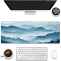 Large Gaming Mouse Pad for Desk,Mountain Desk Mat,Misty Forest Mountains Desk Pad,Extended Big Computer Keyboard Mouse Pad with Non-Slip Base and Stitched Edge,31.5"x11.8"