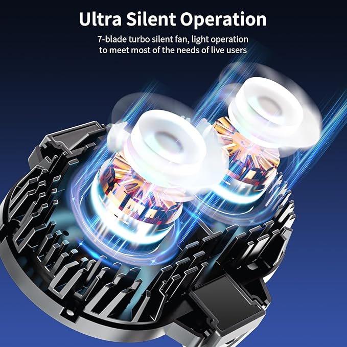 Cell Phone Cooler with LED, Cooling Power, Compatible with 2.5-3.5 Inch Wide Smartphones for Gaming, Live Streaming and Video Recording