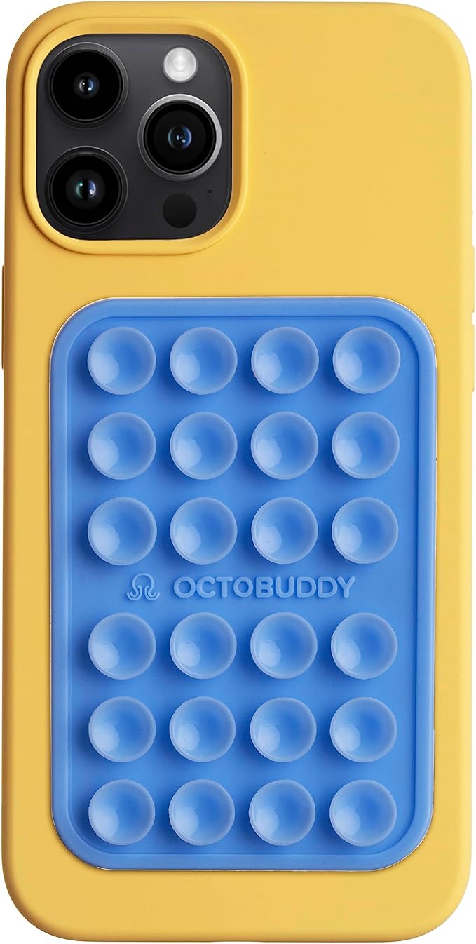 Classic MAX - Silicone Suction Phone Case Adhesive Mount - Hands-Free, Strong Grip Holder for Selfies and Videos - iPhone and Android Compatible - 2.6″ x 3.9″, Baby Blue Jay