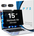 PYS Magnetic Privacy Screen for MacBook Air 15.3 Inch (2025/2024/2023, M4, M3, M2 Chip) - Removable Anti-Glare Protector with Camera Cover Slide, Anti-Blue Light Filter for Mac Air 15.3" Laptop