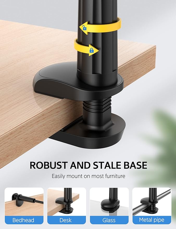 SHAWE Gooseneck Tablet Holder Phone Stand, Flexible Tablet Mount for Bed, 360 Adjustable Lazy Arm Holder Clamp Mount for iPad Air Pro mini, Samsung Galaxy Tabs, iPhone, Switch, 4.0~10.5" (Black)