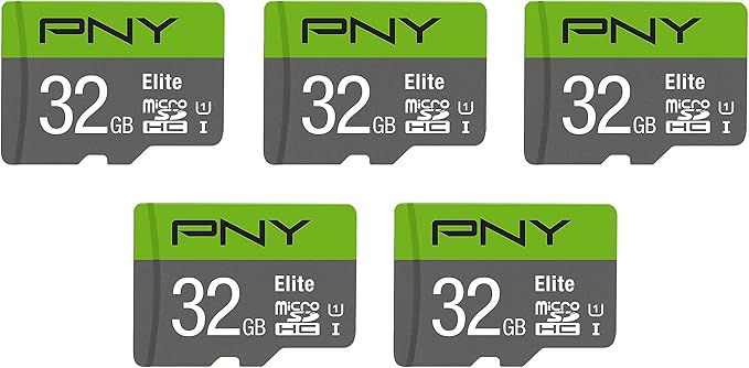 PNY 32GB Elite Class 10 U1 microSDHC Flash Memory Card - 100MB/s, Class 10, U1, Full HD, UHS-I, Micro SD, 5 Count (Pack of 1)